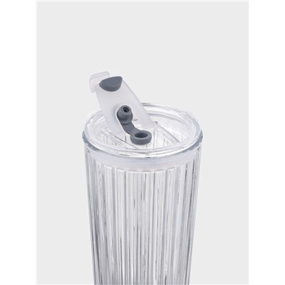 Стакан с трубочкой Magistro «Грани», 530 мл, стекло, прозрачный