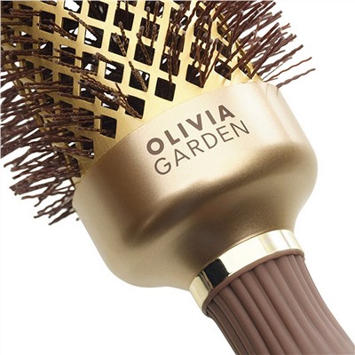 Olivia Garden Термобрашинг для укладки волос / Expert Blowout Shine Wavy Bristles Gold & Brown, 45 мм, коричневый 24349
