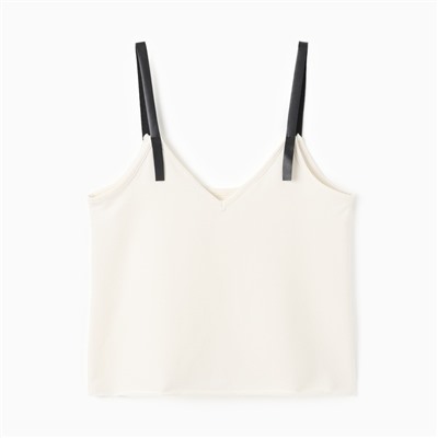 Топ с кожаными бретелями женский MINAKU : Casual Collection, белый, размер 48