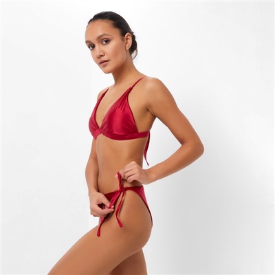 Купальник раздельный однотонный с завязками женский MINAKU, размер 48, красный