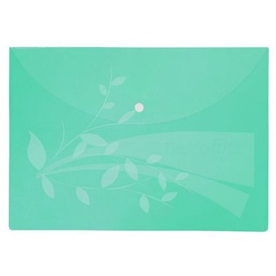 Папка с кнопкой  А4 FO-CBF02  120мкм зеленая Flexoffice