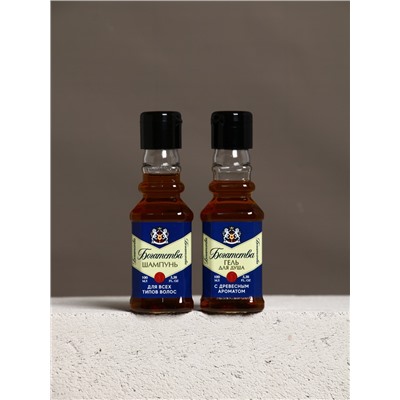 Подарочный набор косметики «Богатства!», гель для душа и шампунь для волос во флаконах виски, 2×100 мл, Чистое счастье