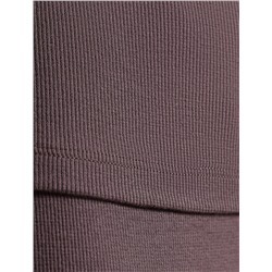 Лонгслив облегающий из фактурного трикотажа в рубчик с круглым вырезом на пуговицах