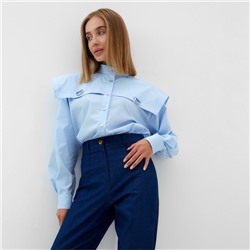 Рубашка женская с лентами MINAKU: Casual Collection, размер 48, голубая