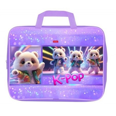 Папка А4 на молнии с ручками 35х26,5х7,5 см "K-pop мишки" (091136) 32101 Хатбер