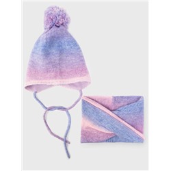 Комплект трикотажный для девочек: шапка, снуд