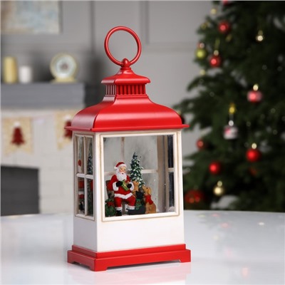 Светодиодная фигура «Фонарь с Дедом Морозом» 12×22.5×7.8 см, пластик, батарейки ААх3 (не в комплекте), USB, свечение тёплое белое