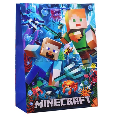 Пакет подарочный матовый "Пиксели в море" XL