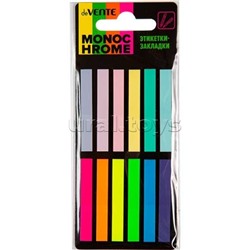 Набор самоклеящихся этикеток-закладок пластиковые полупрозрачные 45x6 мм, 12x20 листов, 6 неоновых и 6 пастельных цветов