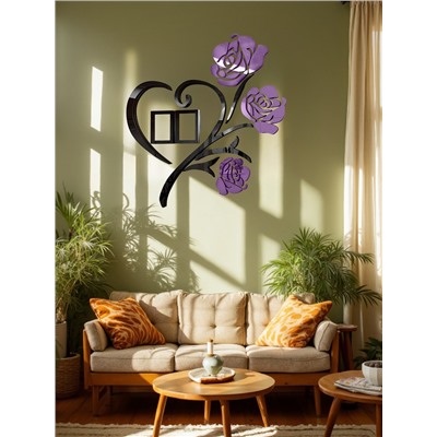 Наклейка интерьерная с фоторамками TAKE IT EASY «Розы», декор настенный, панно 50×50 см, рамка 11×8 см