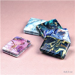 Зеркало карманное 6х8,5 см / GT354 /уп 50/300/ кожзам, стразы микс