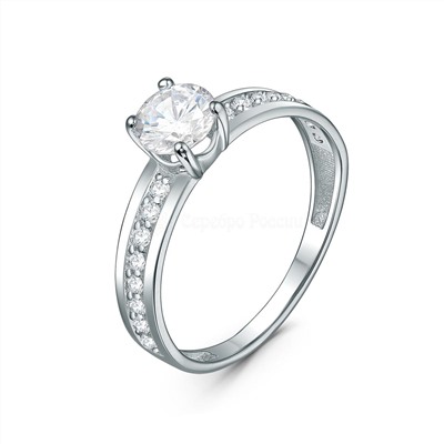 Кольцо из серебра с фианитами родированное 925 пробы К-2690-Р