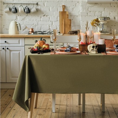 Скатерть «Этель» Kitchen 150×110 см, 100% хлопок, саржа 220 г/м², зелёная