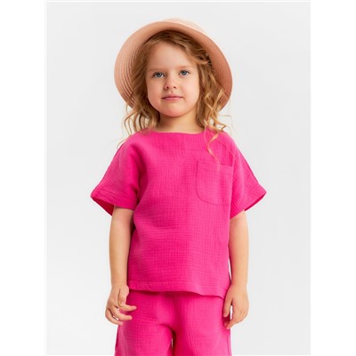 Футболка для девочки из муслина KAFTAN, розовая, рост 104 см
