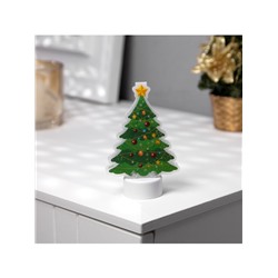 Световая картинка на подставке «Ёлочка», 11 см, 1 LED, от батареек, свечение тёплое белое