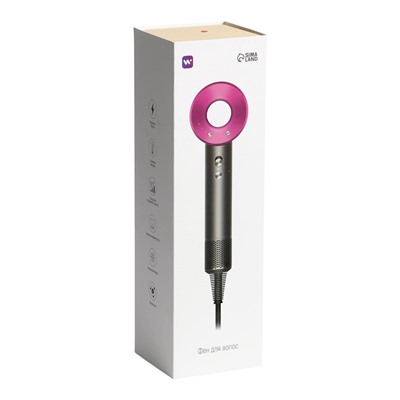 Фен Windigo LF-03, 1250 Вт, 3 температурных режима, 3 скорости, концентратор, серо-розовый