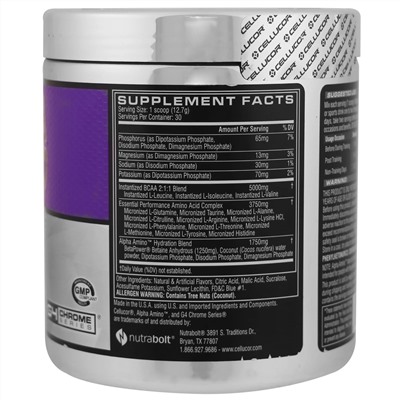 Cellucor, Alpha Amino, BCAA для улучшения результатов, льдисто-голубая вспышка, 381 г (13,4 унции)