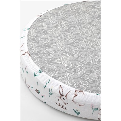 Простыня на резинке из бязи на овальный матрас 125х75 арт. ПРГ-ОВ/зайка
