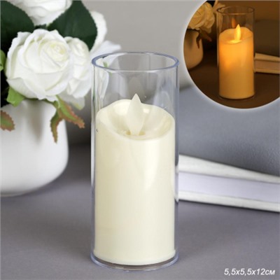 Свеча светодиодная подвижный фитиль в подсвечнике 12 см / VFR-23 /уп 12/288/