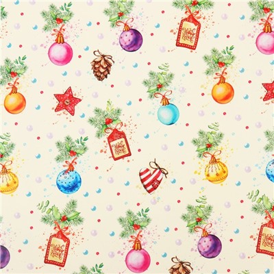 Бумага упаковочная новогодняя глянцевая «Шарики», 50×70 см