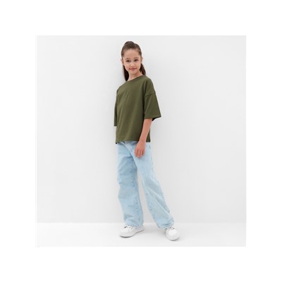 Футболка детская MINAKU: Basic line, цвет хаки, рост 104 см