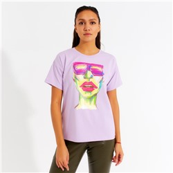 Футболка женская MINAKU Girl, лиловая, размер 44