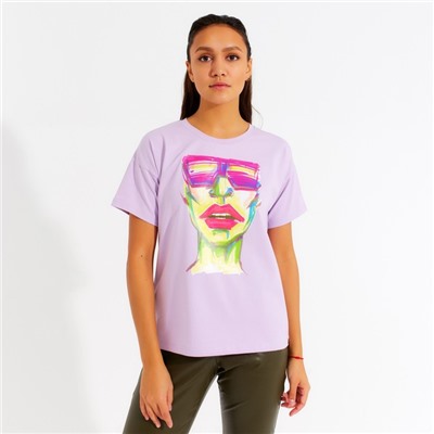 Футболка женская MINAKU Girl, лиловая, размер 44