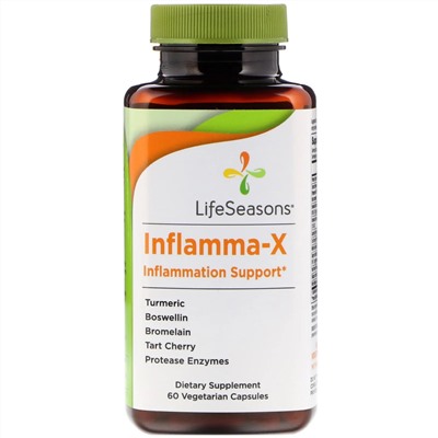 LifeSeasons, Inflamma-X, поддержка при воспалениях, 60 вегетарианских капсул