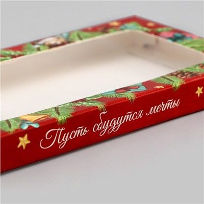 Коробка под шоколад новогодняя с окном «Верь в Чудеса», 17×8×1.4 см