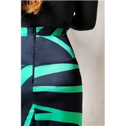 Юбка шелк 3203 (Черно-зеленый)