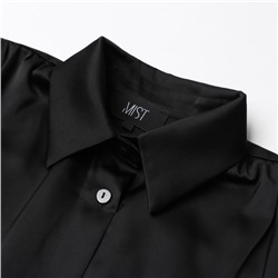 Блузка шелковая с воланами женская MIST, размер 46, чёрная