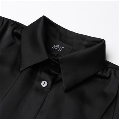 Блузка шелковая с воланами женская MIST, размер 46, чёрная