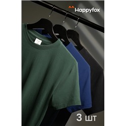 Мужская базовая футболка из хлопка 3 шт. Happyfox