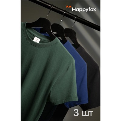 Мужская базовая футболка из хлопка 3 шт. Happyfox