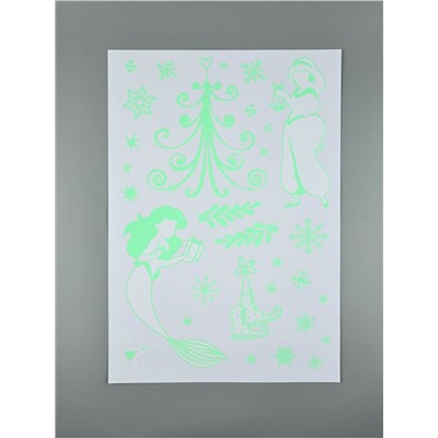 Виниловые наклейки «Новогодние», со светящимся слоем, 35 × 50 см, 2 листа