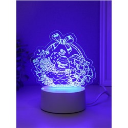Светильник 3D RISALUX «Пасхальная корзинка», LED-ночник, RGB, от сети, 9.5×17×16.3 см