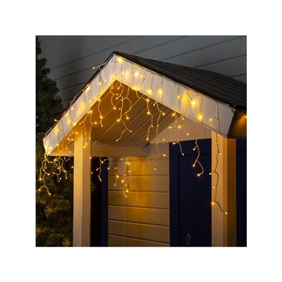 Гирлянда «Бахрома» 3×0.6 м, IP44, УМС, прозрачная нить, 160 SMD-LED, свечение тёплое белое, 220 В