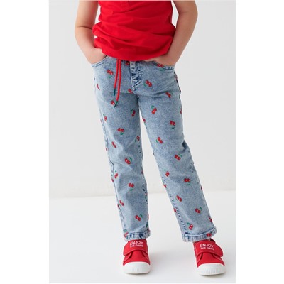 Брюки текстильные джинсовые для девочек PLAYTODAY, 1239687