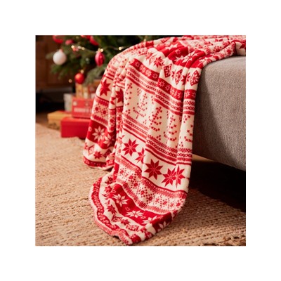 Плед «Этель. Новогодний узор», 150×200 см, корал-флис