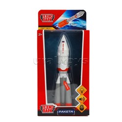 Модель металл свет-звук "Ракета" высота 18 см, люк, бело-оранжевый