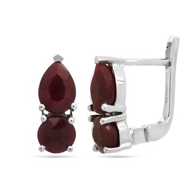 Серьги из серебра рубин корунд, Люсен