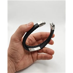 Браслет из стали на кожаном ремешке