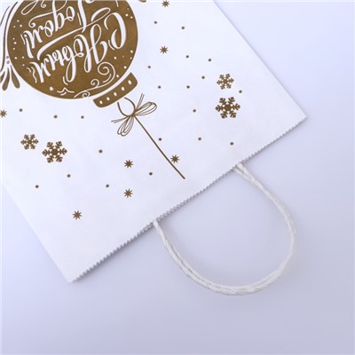 Пакет бумажный подарочный новогодний, «Ёлочная игрушка», 22×12×28 см