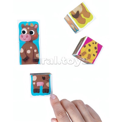 Кубики пластмассовые Умные кубики "Зверопутаница" 6 шт (12 персонажей) Baby Toys
