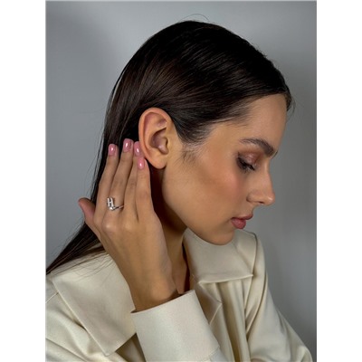 Кольцо из серебра с фианитами родированное - буква "Н" 925 пробы К-4580-Р