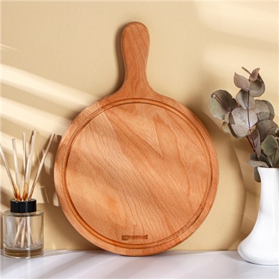 Доска для пиццы с ручкой Adelica, d=25 см, дерево бук