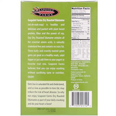 Seapoint Farms, Dry Roasted Edamame, Spicy Wasabi, 12 Packs, 1.58 oz (45 g) Each