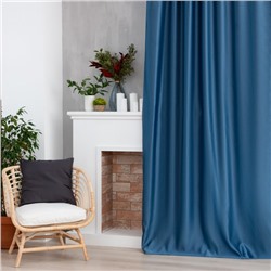 Штора портьерная «Этель. Штрихи», синяя, 270×300 см