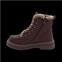 Ботинки из натуральной кожи на меху P-ML01-5 коричневые