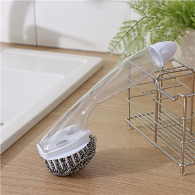 Губка для посуды Доляна, с ручкой дозатором, 21.5×6.5×6 см
